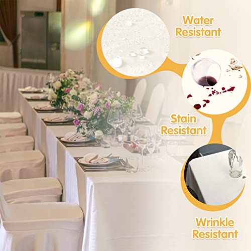 Image of BRILLMAX 10 Pack Ivory Tablecloths 60x102 Inch for 6ft Rectangle Tables | 150 GSM Polyester Fabric, 15 inch Standard Drop, Water, Stain & Wrinkle Resistant Cloth Cover for Wedding Reception Banquet Party