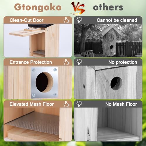 image for Gtongoko 2 Pack Bird Houses for Outside Clearance with Metal Predator 