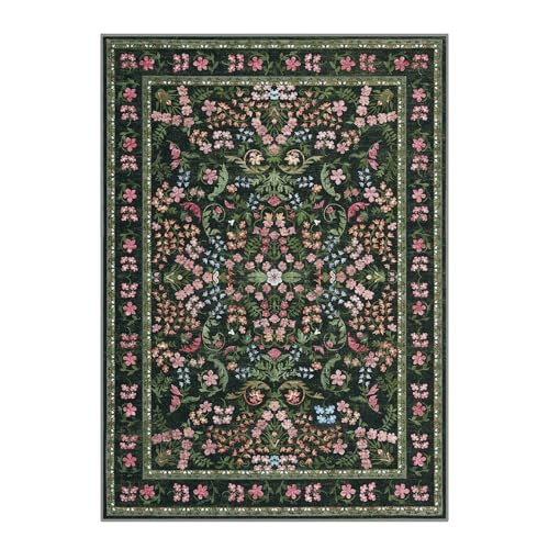 Tapete lavable para sala con diseño vintage floral miniatura 1