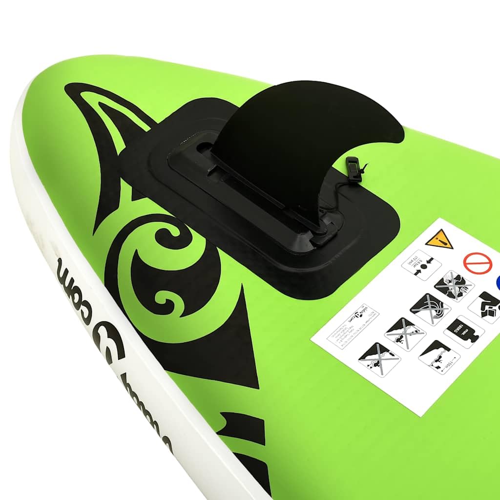 Set di tavola da SUP gonfiabile, 320 x 76 cm, verde, per sport acquatici, surf, touring, yoga, per adulti e bambini, include pompa, zaino, guinzaglio, pinna e accessori
