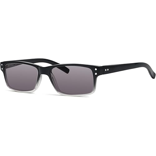 Eyekepper Spring Hinges Vintage Reading Glasses Men with Case Grey Lens Sunshine Readers