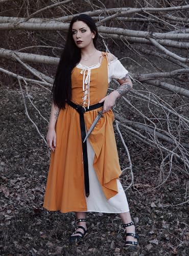 Scarlet Darkness Women Renaissance Dress Short Sleeve Long Dress 2024 Summer Boho Dress With Pockets Turmeric 2Xl thumb #4