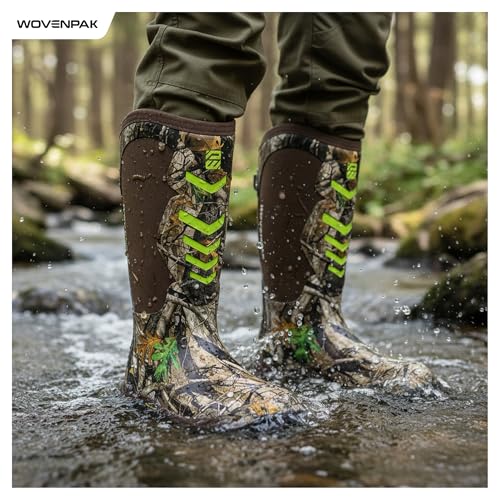 Image of Wovenpak Extra Wide Rubber Boots for Women, Waterproof Hunting Boots with Steel Shank, Insulated Mud Boot, 6mm Neoprene Anti-slip Outdoor Work Boots, Size 6-11