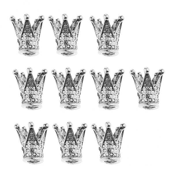 SNAPPSY 3x10 Pieces Crown Shape Spacer Beads Jewelry Charms Connector Silver-image-16