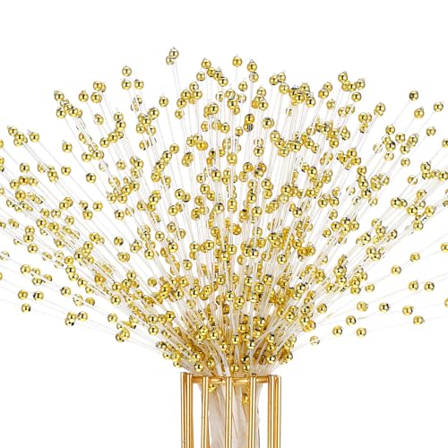 Xyembu 50pcs 4mm Pearls String Beaded Bouquet Spray Sticks Beaded