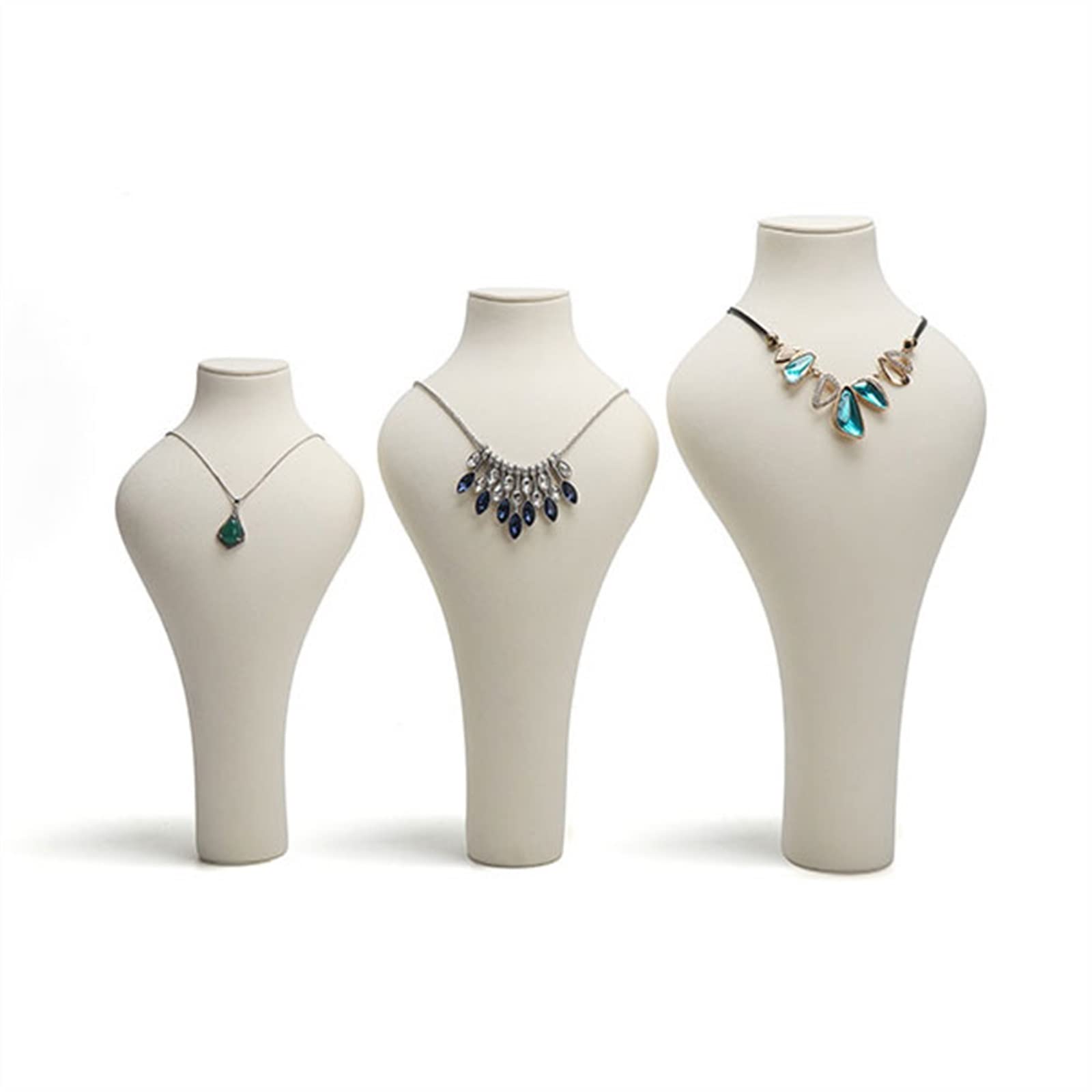 Présentoir à Bijoux Collier Buste Bijoux Présentoir - Velours Collier Pendentif Chaîne Bijoux Buste Présentoir Stand Stockage Décoration et Présentation Porte Bijoux(Blanc,30cm)