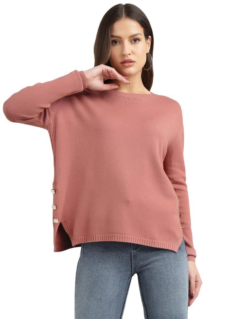 xpose Charcoal Solid Pullover,has a Round Neck, Long Sleeves, Ribbed Hem-picture-8