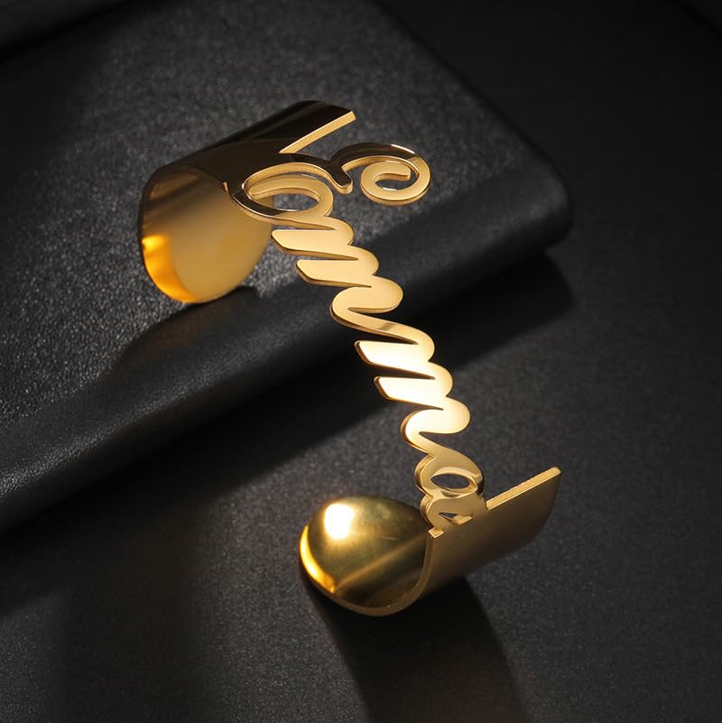JINMA Custom Name Cuff Bracelet – Personalized Stainless Steel Open Bangle, Adjustable Engraved Name Bracelet for Women4