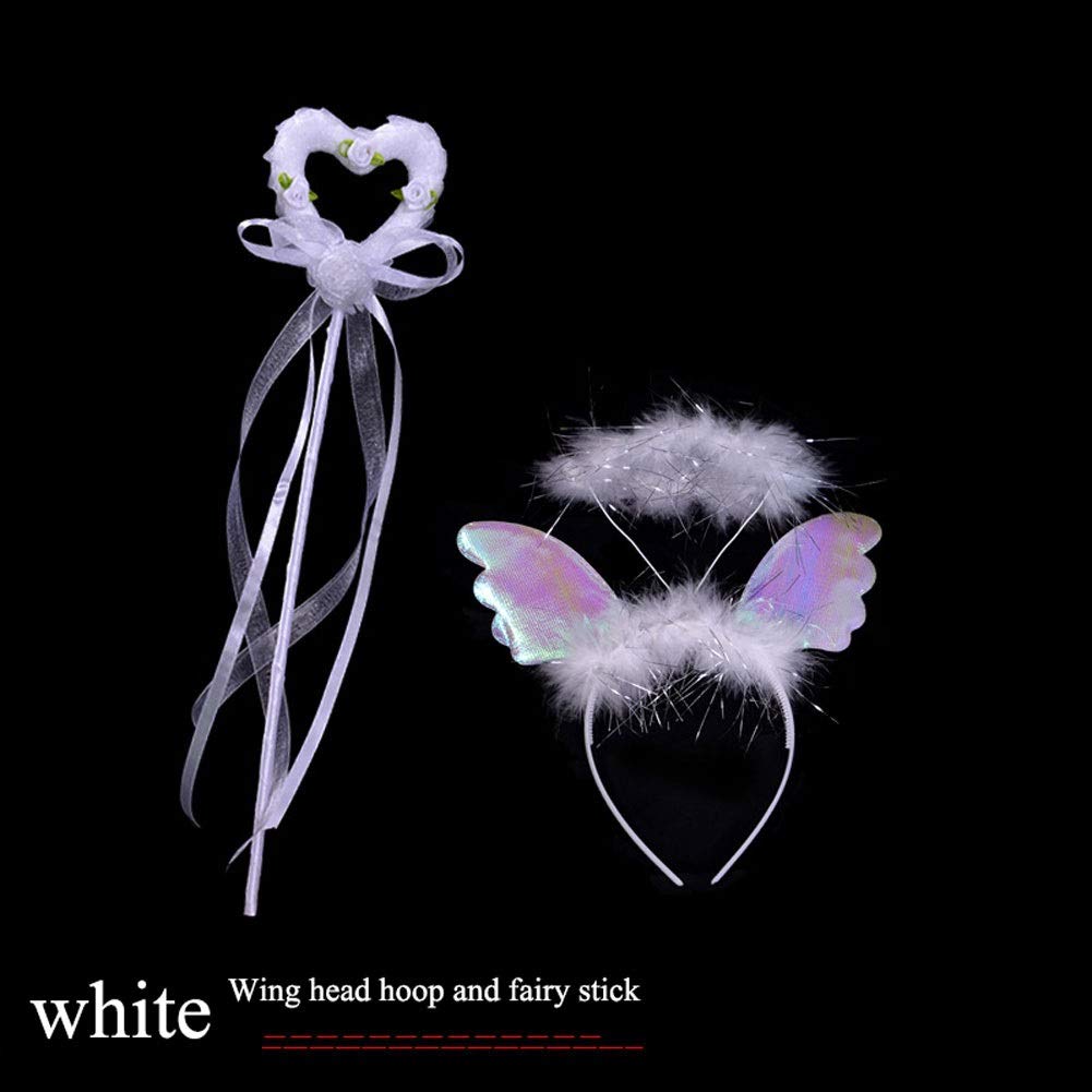 Angel Wings White Feather Flying Swallow Wings Adult Children Performance Festival Props Bride Flower Girl Dress Up 20.11.8 (Color : White, Size : Wing head hoop+fairy stick)
