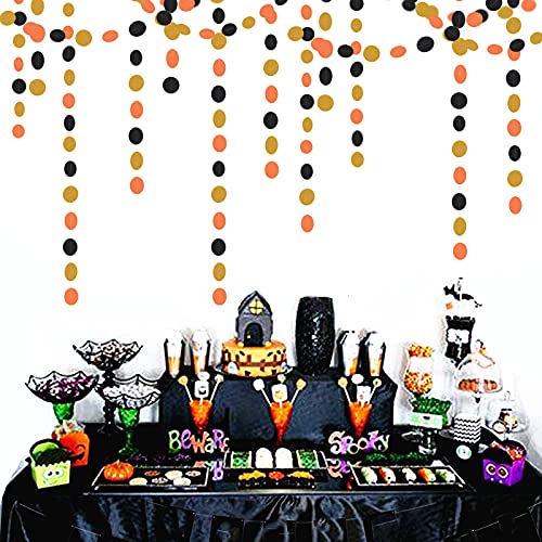 Black-Orange Gold Halloween Party-Decorations Streamers-Garland - 52Ft Birthday Baby Shower Decorations Paper Banner, Graduation 2023 Glitter Hanging Decoration Bunting Supplies Lasting Surprise #TOP2