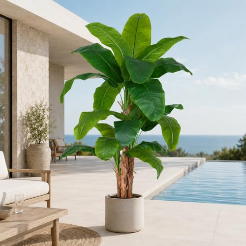 Image of 9ft Extra Tall Artificial Banana Tree, Fake Banana Leaf Plant with 24 Faux Banana Leaves, Perfect for Home Indoor Outdoor Patio Office Tropical Decor