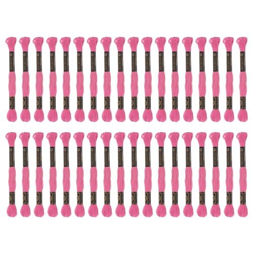 Image of HARFINGTON 3pcs 12 Skeins Embroidery Floss 8.75yds(8m) Egyptian Long-Staple Cotton Cross Stitch Thread for Sewing DIY Bracelet Yarn String and Crafts, Peach Pink(63806)