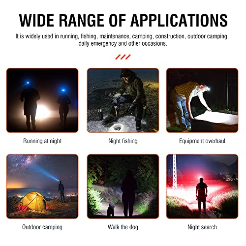 Boruit GT30 G7 Rechargeable Headlamp With Red Light 1 Pack, Super Bright 350Lm Waterproof Usb Head Lamp 5 Modes Led Motion Sensor Headlight For Adult Kids Outdoor Camping Running Fishing thumb #6