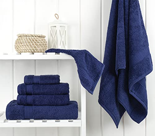 Cotton Paradise 6 Piece Towel Set 100% Cotton Soft Absorbent Turkish Towels for Bathroom 2 Bath Towels 2 Hand Towels 2 Washcloths, Navy Blue Towel Set - Image 3