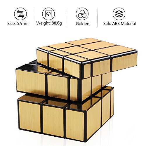 D-Fantix Shengshou Mirror Cube Set, 2X2 3X3 Mirror Blocks 2X2X2 3X3X3 Speed Cube Bundle Mirrored Cube Puzzle Gold #TOP3