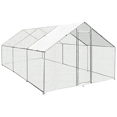 Walk In Chicken Run Cage Coop 4m x 6m x 2m Dog Pen House Kennel Large Metal Enclosure Rabbits Ducks Poultry Roof Cover Shelter Sunshade Pets Outdoor Backyard Farm Animal …
