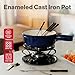 Swissmar Lugano Cast Iron Cheese Fondue Set, 9-Piece, 2 QT / 2 L - Ideal for Melting Cheese, Chocolates, Caramel, & More - Perfect for Kitchen Collection & Gift Giving - Deep Blue
