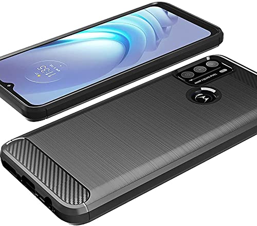 Image of NPRC Hybrid Ultra Slim Protective Case TPU Non-Slip Carbon Fiber Texture Shockproof Case Cover for Moto G60 - Black
