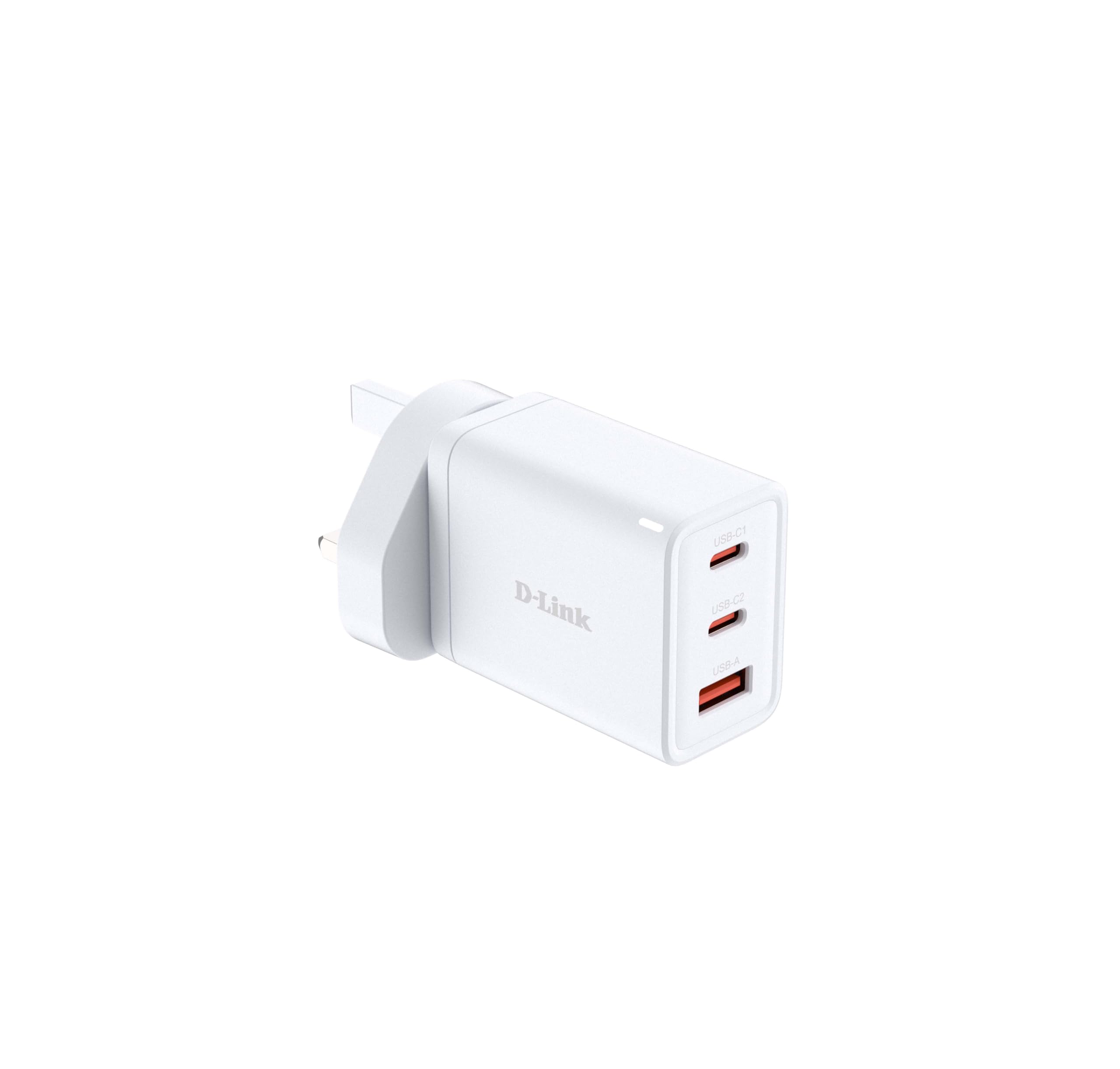 D-Link DCP-651 Chargeur GaN 65W – Chargeur Rapide 2 x USB-C & 1 x USB-A, Adaptateur de Voyage Compact avec Prises interchangeables (UK/EU/US/AU) – PD 3.0 & QC 4.0
