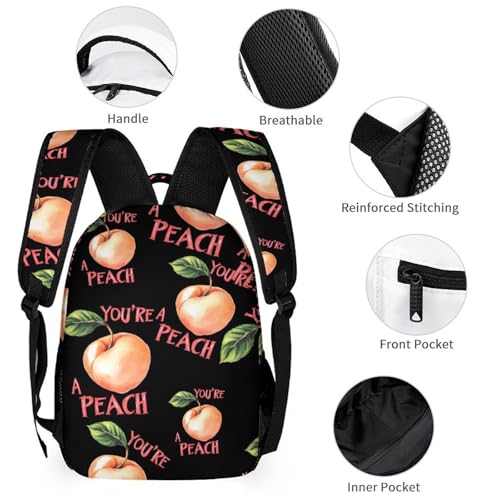 You're A Peach Travel Backpack Lunch Box Pencil Case 3Pcs Set for Men Women Office Outing University3