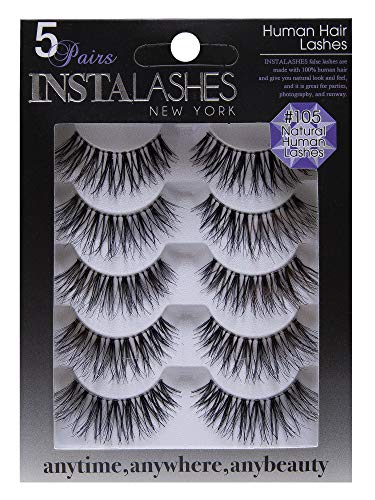 Handmade Reusable False Eyelashes, 100% Human Hair Super Soft Lashes (105)