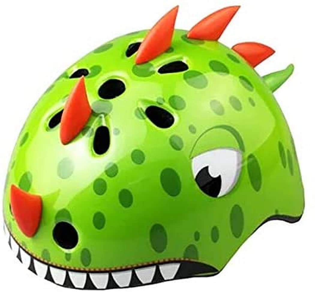 Yinitoo Kids Helmet, Age 2-13 Years Old, Cute Cartoon Animal 3D Dinosaur Helmets, Adjustable Youth Boys Girls Multi-Sport Protection Gear Size 19-23" for Cycle Bike Scooter Skating green