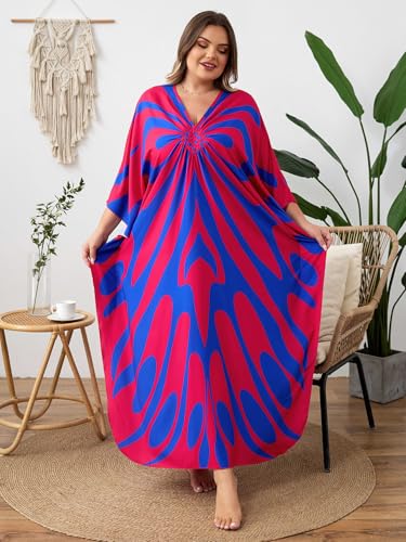 Image of Kaftan Dress for Women - Plus Size Caftan Maxi Beach Dress Moo Moos Loungewear, Swimsuit Cover Up for Beach, Pool or Vacation