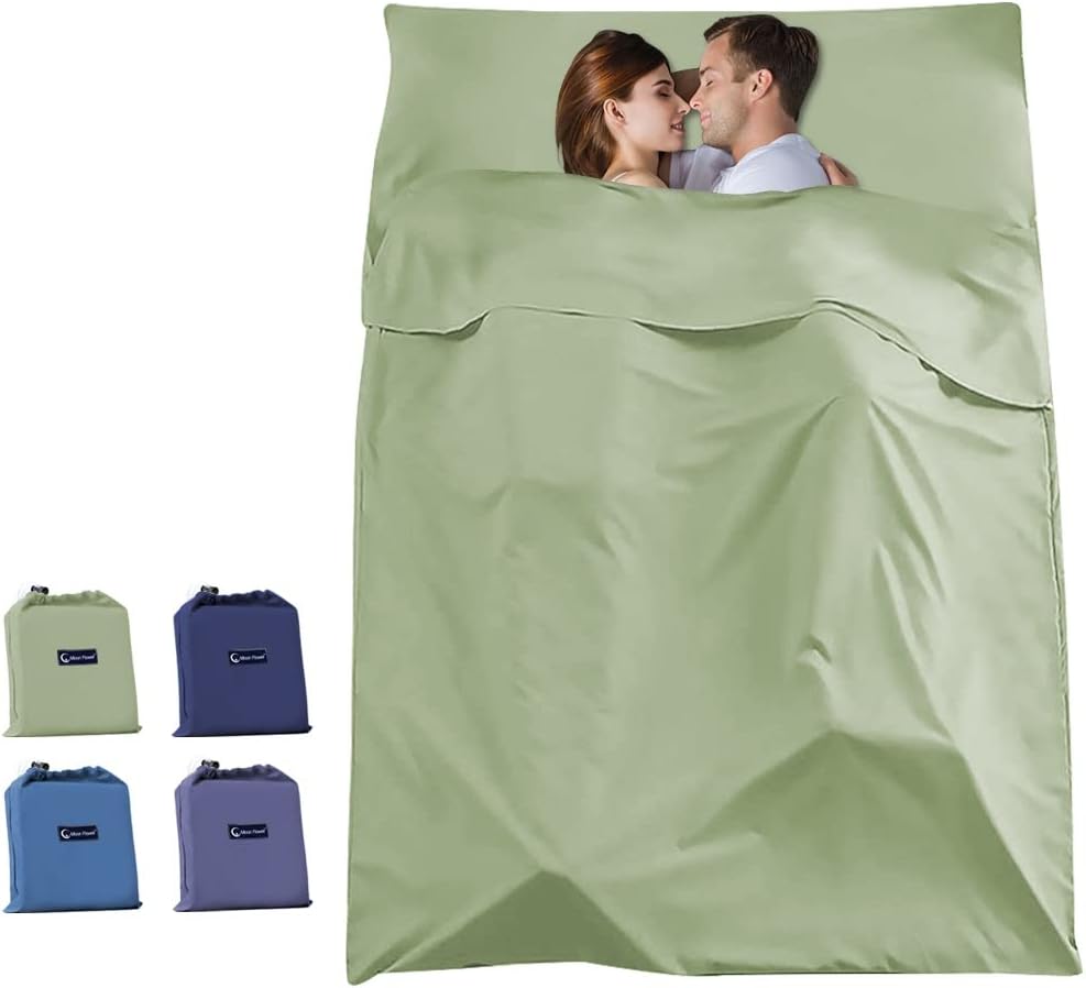 Sleeping Bag Liners Lightweight Travel Camping Sheet Sleep Bag Liner Adults Lightweight Warm Weather Hotel Compact Portable Sleeping Sack Indoor Outdoor Hostels Traveling Backpacking Hiking Blankets