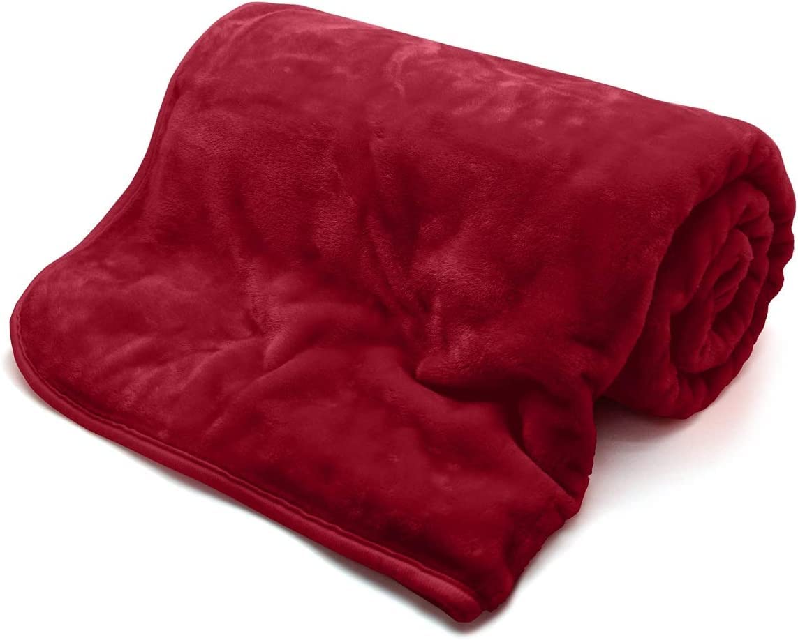 Nightzone Red Luxury Faux Fur Mink Fleece Throw Over Sofa Bed Soft Warm Blanket (, King (200 X 240 Cm))