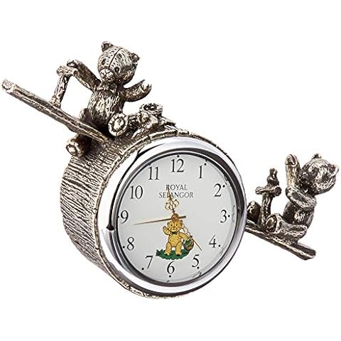 Royal Selangor Hand Finished Teddy Bear's Picnic Collection Pewter Playtime Table Clock Cover