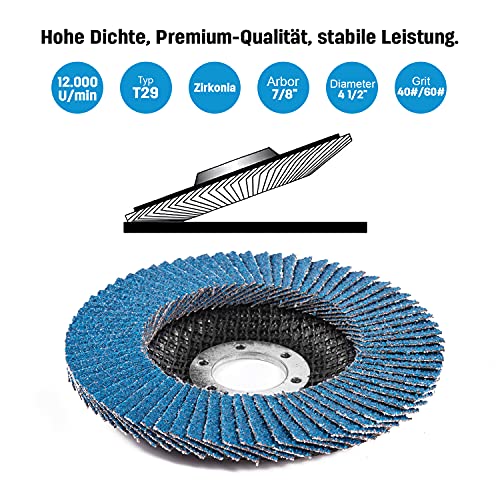 LAIWOO Dischi lamellari, 115 mm x 22 mm, grana 40