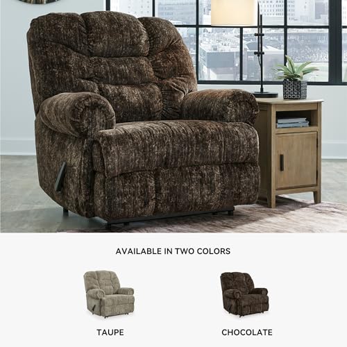 Image of Signature Design by Ashley Movie Man Classic Tufted Velvet Manual Zero Wall Recliner, Dark Brown