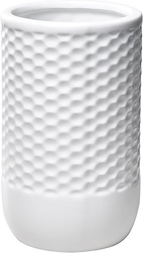 Jarrón de cerámica blanca, florero de flores para centros de mesa, entrada, estante, mantel de sala de estar y encimera de baño, pequeño jarrón de