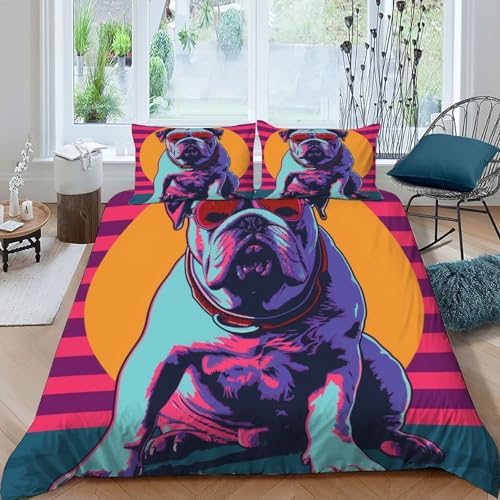 Parure de lit bouledogue en microfine douceur fermeture éclair - 3