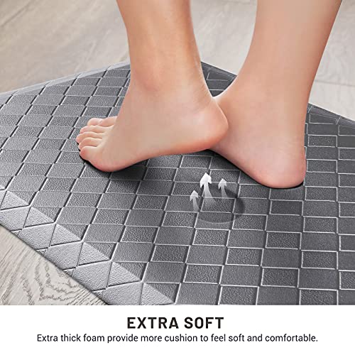 Image of HappyTrends Kitchen Mat Cushioned Anti-Fatigue Kitchen Rug,17.3 inchx 28 inch,Thick Waterproof Non-Slip Kitchen Mats and Rugs Heavy Duty Ergonomic Comfort Rug for Kitchen,Floor,Office,Sink,Laundry,Grey