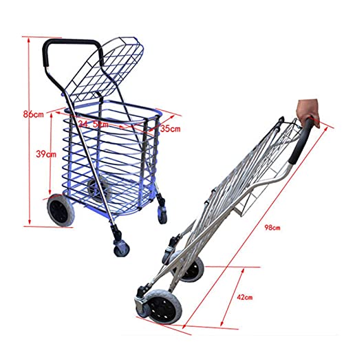 gbgymjm Einkaufstrolley Alu-Einkaufswagen Faltbarer Einkaufstrolley mit Deckel Tragbarer Einkaufstrolley Leichter… – Bild 3