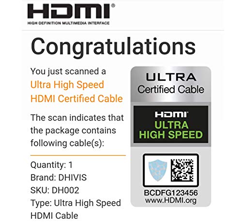 Image of DHIVIS Certified HDMI 2.1, 3 Meters, Diamond Series, 48Gbps- 4K 120hz (4096 x 2160), 8K@60hz - HDCP 2.3, HDR10+ and Dolby Vision, Atmos
