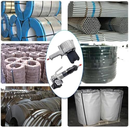 High Tensile Pneumatic Steel Strapping Machine - Portable Heavy Duty Packaging Tensioner & Cutter Sealer for 1.25" (32mm) Straps - Ideal for Baling and Securing Packages