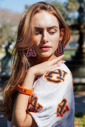 Football Earrings Game Day Sports Dangle Earrings Football Team Mom T A U G Letter Beaded Earring Jewelry Accessories Football Party Favors2