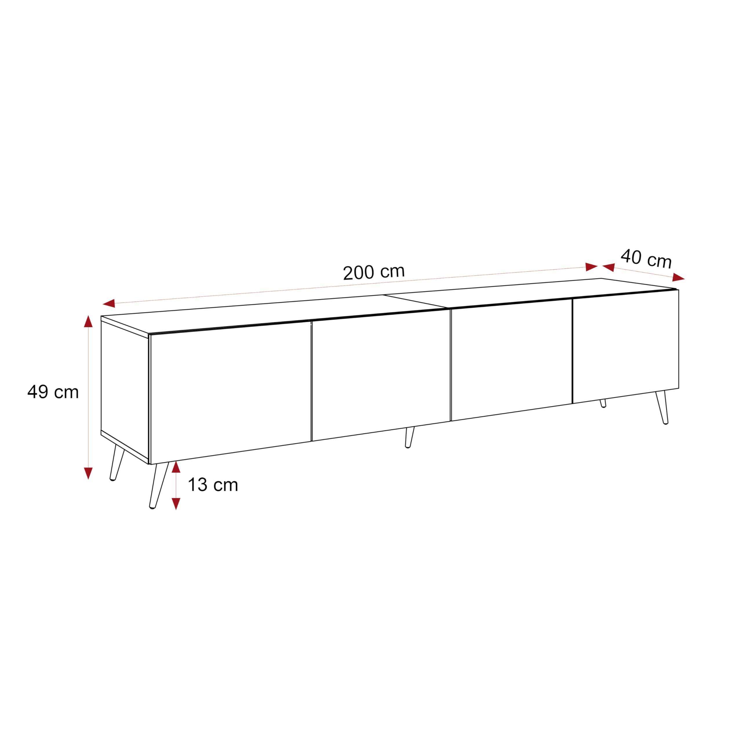 100/200/300 cm LED Meuble TV Cachemire avec Rangement et LED - Meuble TV Mural avec 4 Compartiments Spacieux