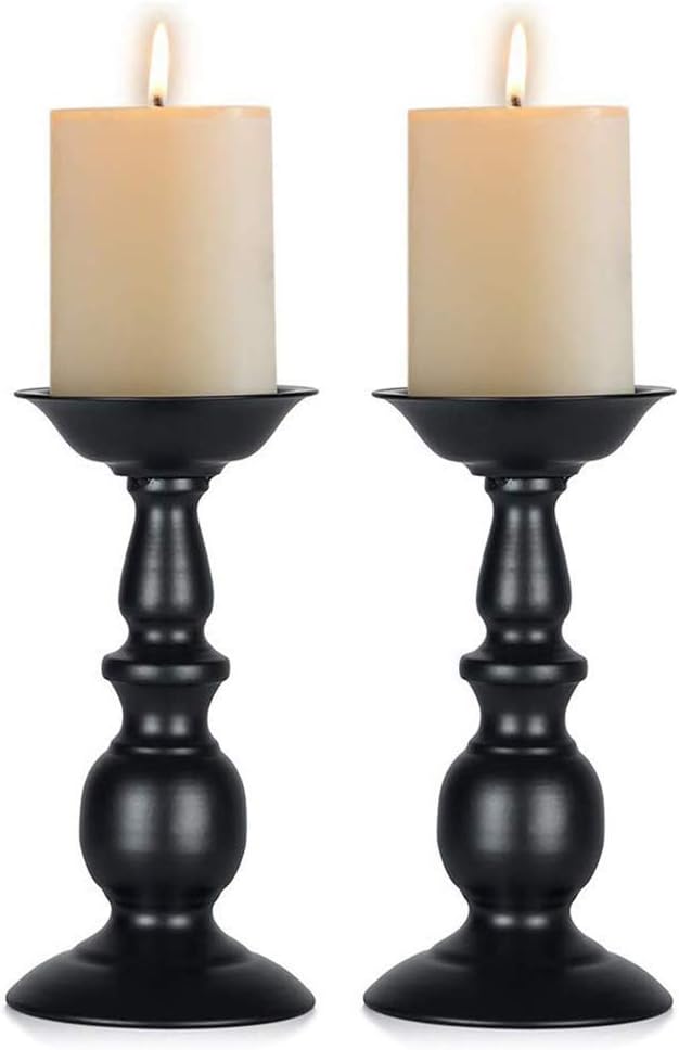 2 Pcs Black Pillar Candle Holders, Most Ideal for 3" Pillar