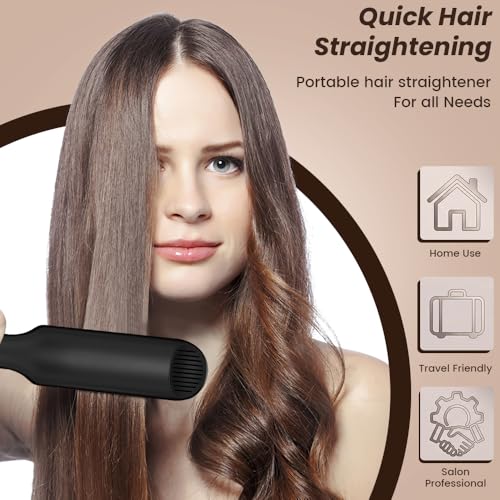 Plancha para el cabello cerámica portátil de doble voltaje, calentamiento rápido en 10 s, regulación de 4 niveles, plancha alisadora y rizadora 2 en 1 miniatura 6