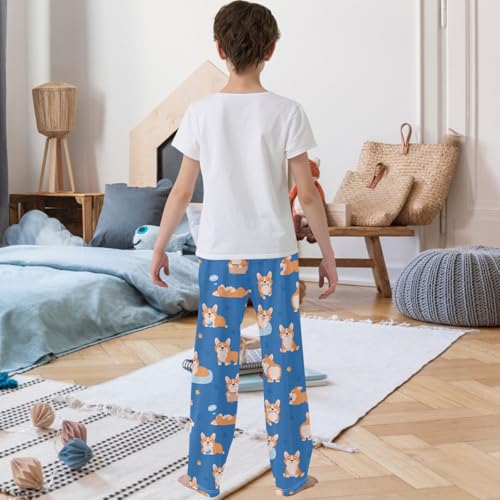 Boy's Pants Welsh Corgi Different Poses Jogger Pants Elastic Waist Long Bottoms Trousers with Pockets 6-14 Years3