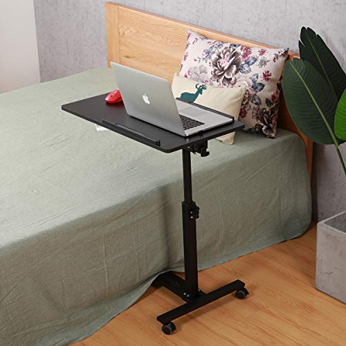 Tigerdad Over Bed Table With Wheels Adjustable | Rolling Laptop Table Overbed Desk Hospital Tray Table Sofa Chair Side Table (Black) #TOP2