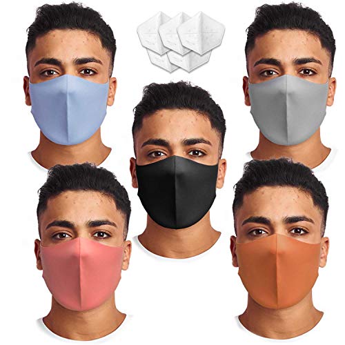 Knitting Factory Face Covering Soft Light Weight Washable Reusable Made In Korea (premium-Mix 5with5Filters-fba)