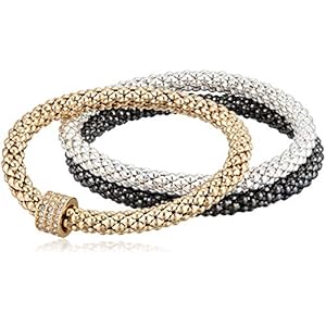 Nine West Women's Tri Tone Stretch Bracelet 3 Piece Set