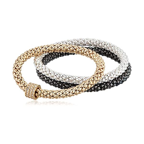 NINE-WEST-Womens-Tri-Tone-Stretch-Bracelet-3-Piece-Set Nine West Women's Tri Tone Stretch Bracelet 3 Piece Set
