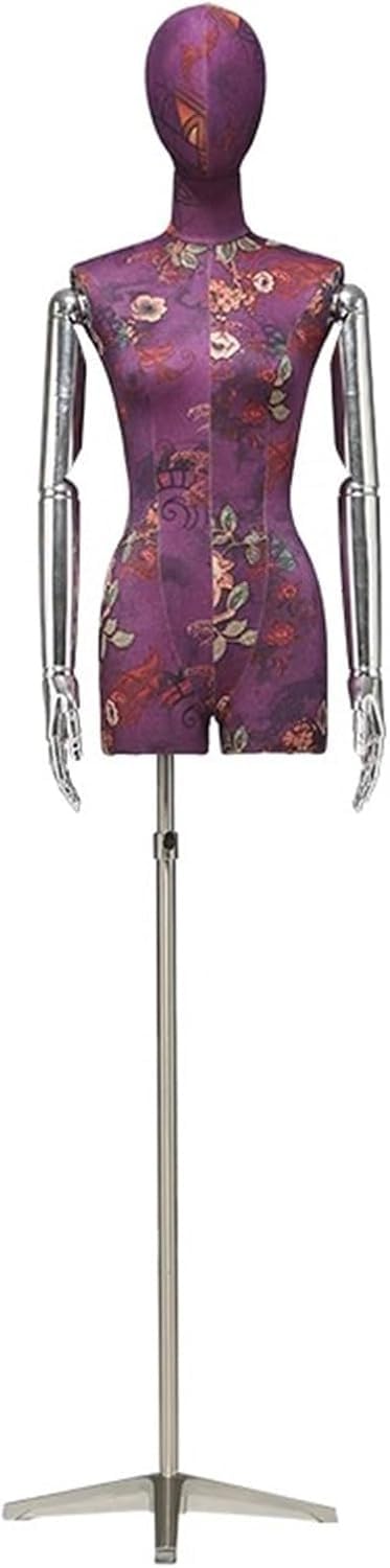 CONGRUI Chinese Style Detachable Female Mannequin, Adjustable Fiberglass Torso And Electroplated Store Clothing Display(Purple)