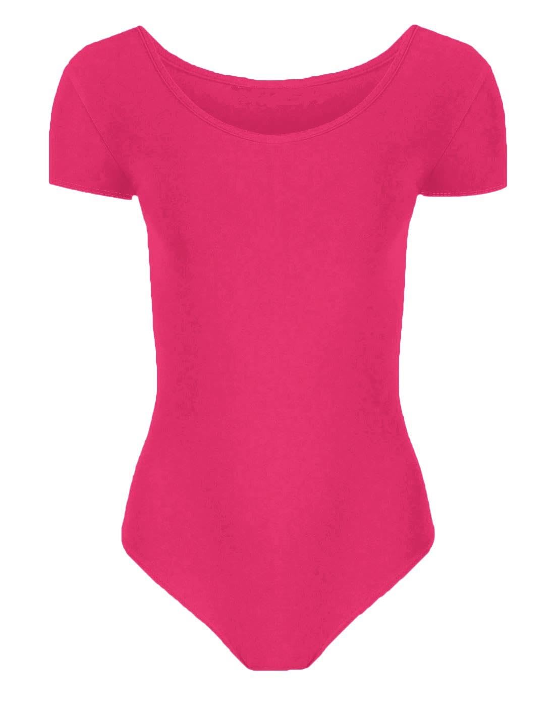 Hamishkane Girls Short Sleeve Bodysuit Dance Ballet Leotard Kids Plain Stretchy Microfibre Leotards Top