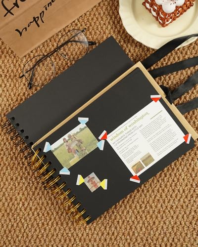 Álbum de Scrapbooking de 30 páginas, 5,83 × 8,27 pulgadas, papel kraft, tapa dura con encuadernación en espiral y cierre con cinta, ideal para scrapbooking DIY, libros de recuerdos y proyectos artísticos (marrón) miniatura 5